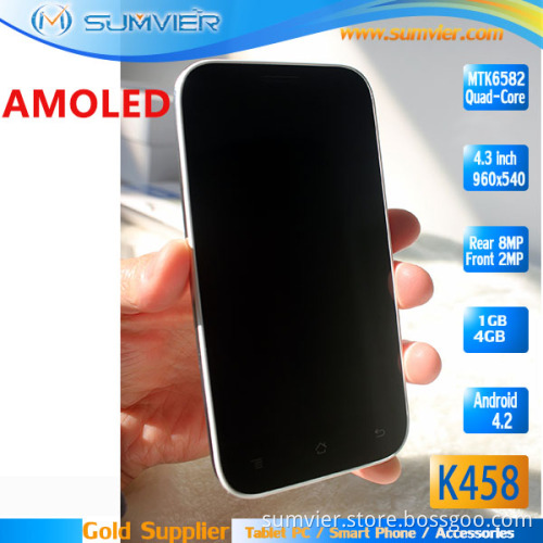 4.3inch Amoled Display Low Power Consumption Mtk6582 Smart Phone